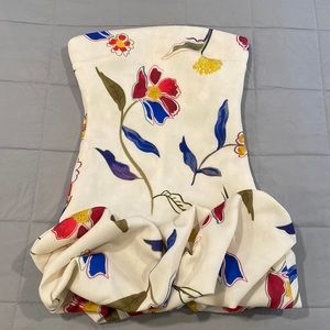 Floral mini dress strapless